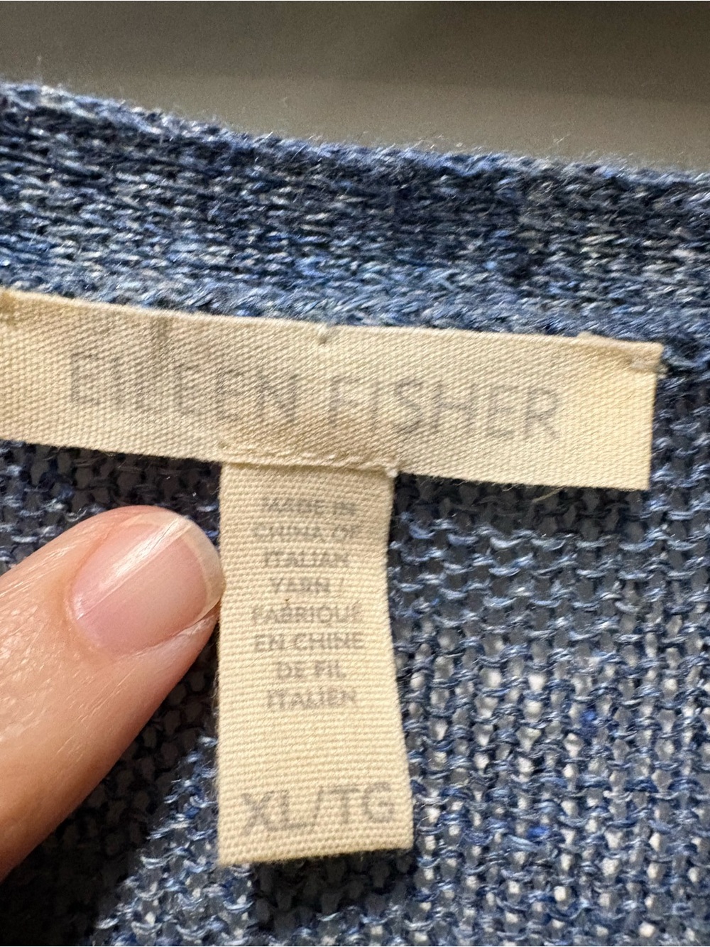 Eileen Fisher XL Blue 100% Organic Linen Long Duster Cardigan Sweater - Picture 3 of 8